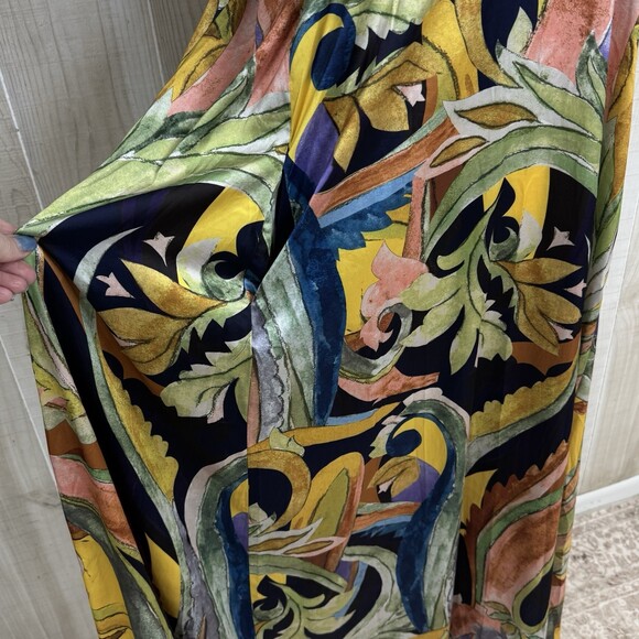 Nicole Miller Abstract Watercolor Maxi Dress 10 Vibrant Resortwear Colorful - Picture 3 of 9